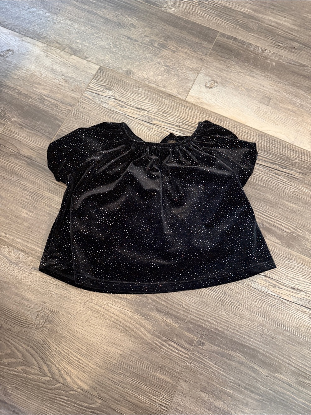Zara Girls Black Velvet Sparkle Top